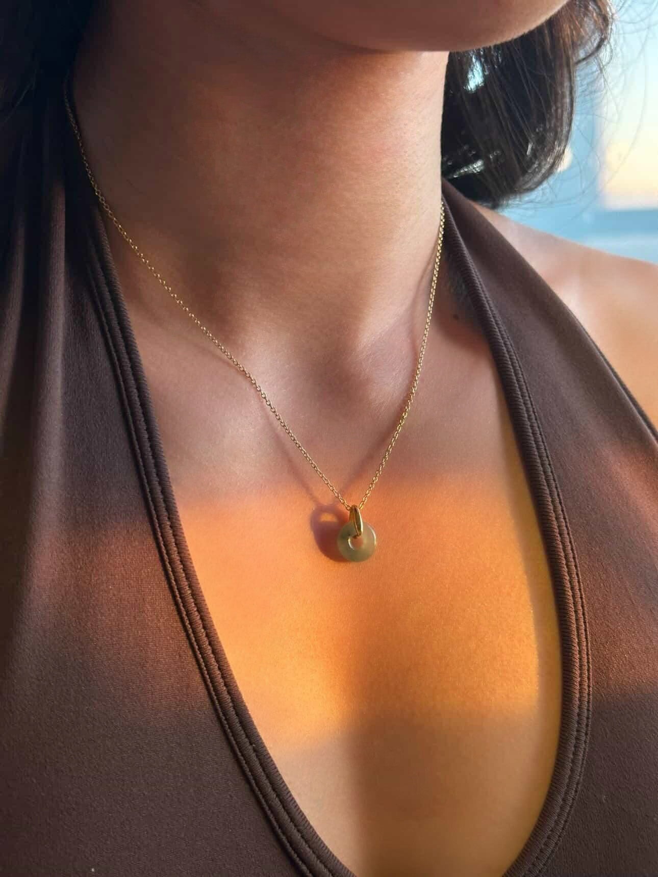 Guardian | Dainty Safekeeping 'Ping An' Jadeite Pendant in Aqua Green (10mm)