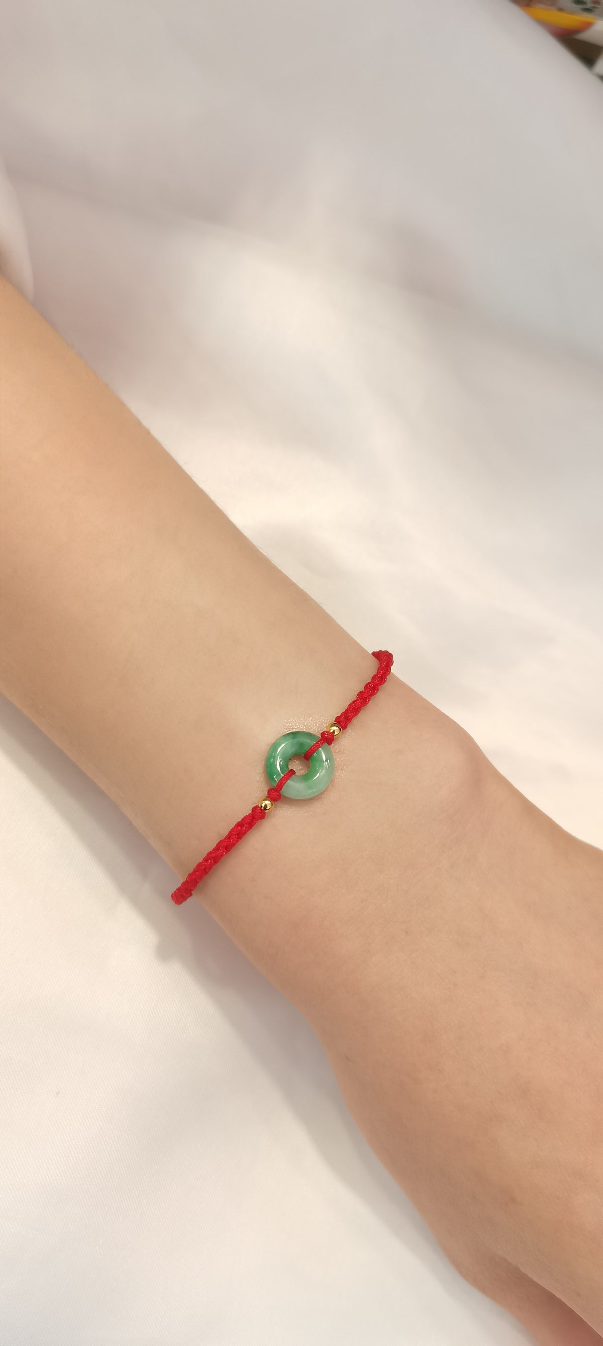 Guardian | Dainty Safekeeping Adjustable 'Ping An' Jadeite Braided Bracelet w/ gold plated beads