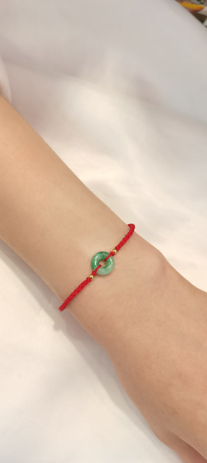 Guardian | Dainty Safekeeping Adjustable 'Ping An' Jadeite Braided Bracelet w/ gold plated beads