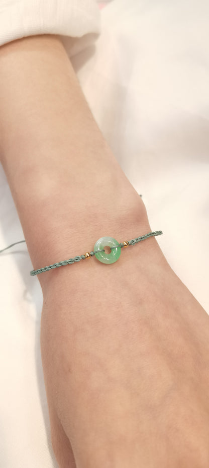 Guardian | Dainty Safekeeping Adjustable 'Ping An' Jadeite Braided Bracelet w/ gold plated beads