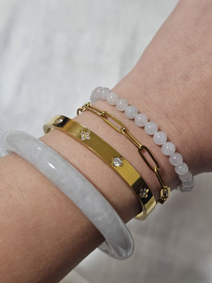 Yuan | Jadeite Bead Bracelet in Dreamy White (5mm)