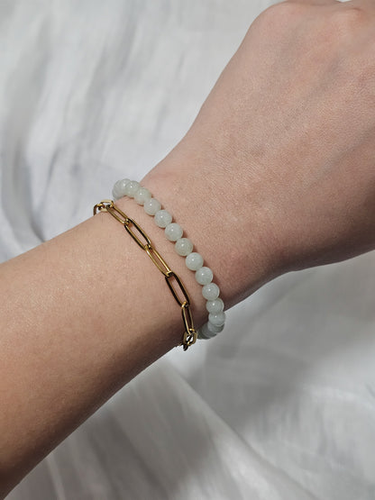 Yuan | Jadeite Bead Bracelet in Light Pastel Green (5mm)