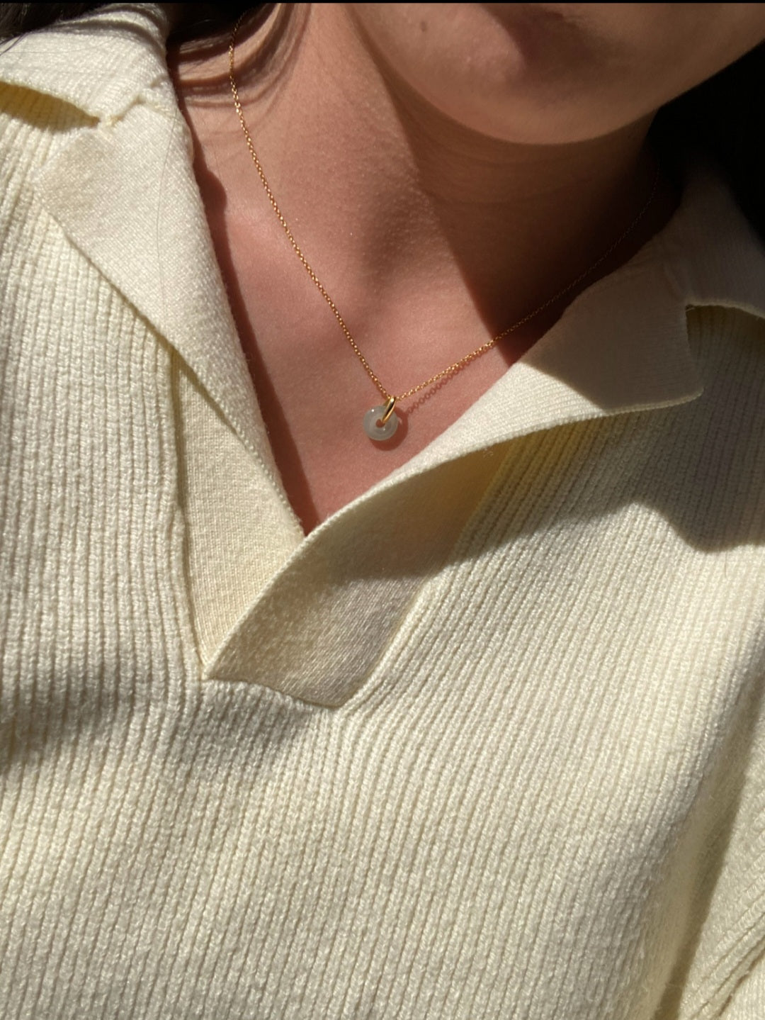 Guardian | Dainty Safekeeping 'Ping An' Jadeite Pendant in Aqua Green (10mm)