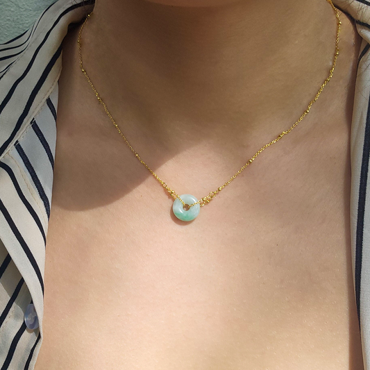 Guardian | Liàn Safekeeping 'Ping An' Jadeite Pendant in Pastel Green (13mm)