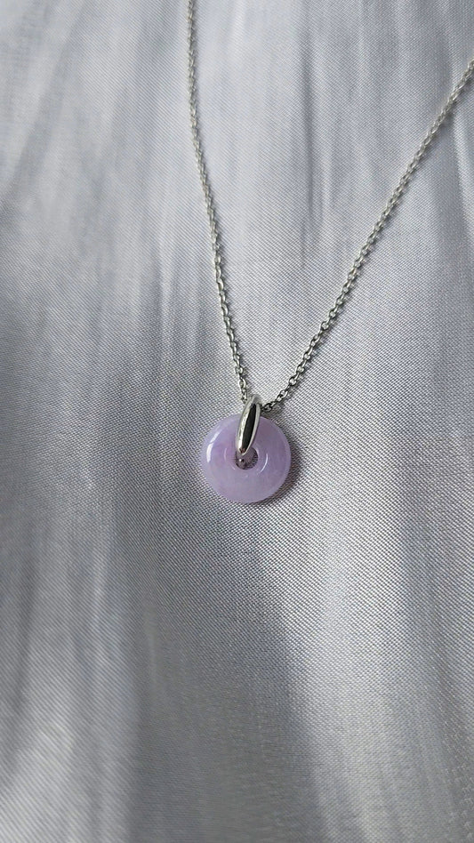 Guardian | Dainty Safekeeping 'Ping An' Jadeite Pendant in Dark Lavender Purple (10mm)