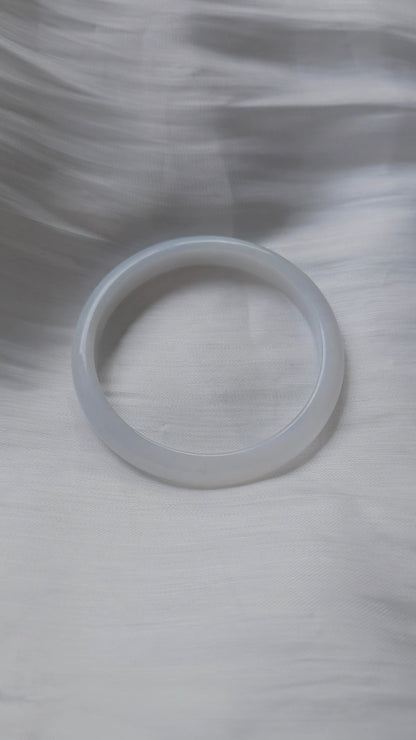 GUARDIAN | JAYDE Natural Grade-A Jadeite Bangle in Icy White (56mm Half Round)