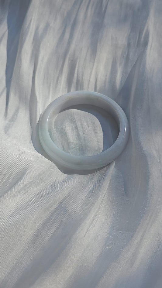 GUARDIAN | JAYDE Natural Grade-A Jadeite Bangle in White with Pale Lavender Purple & Green (54.2mm Half Round)