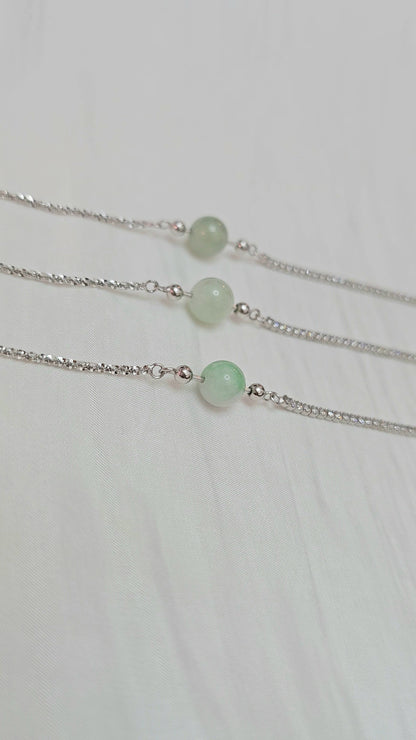 Yuan | Classic Jadeite Bracelet in White and Pastel Green