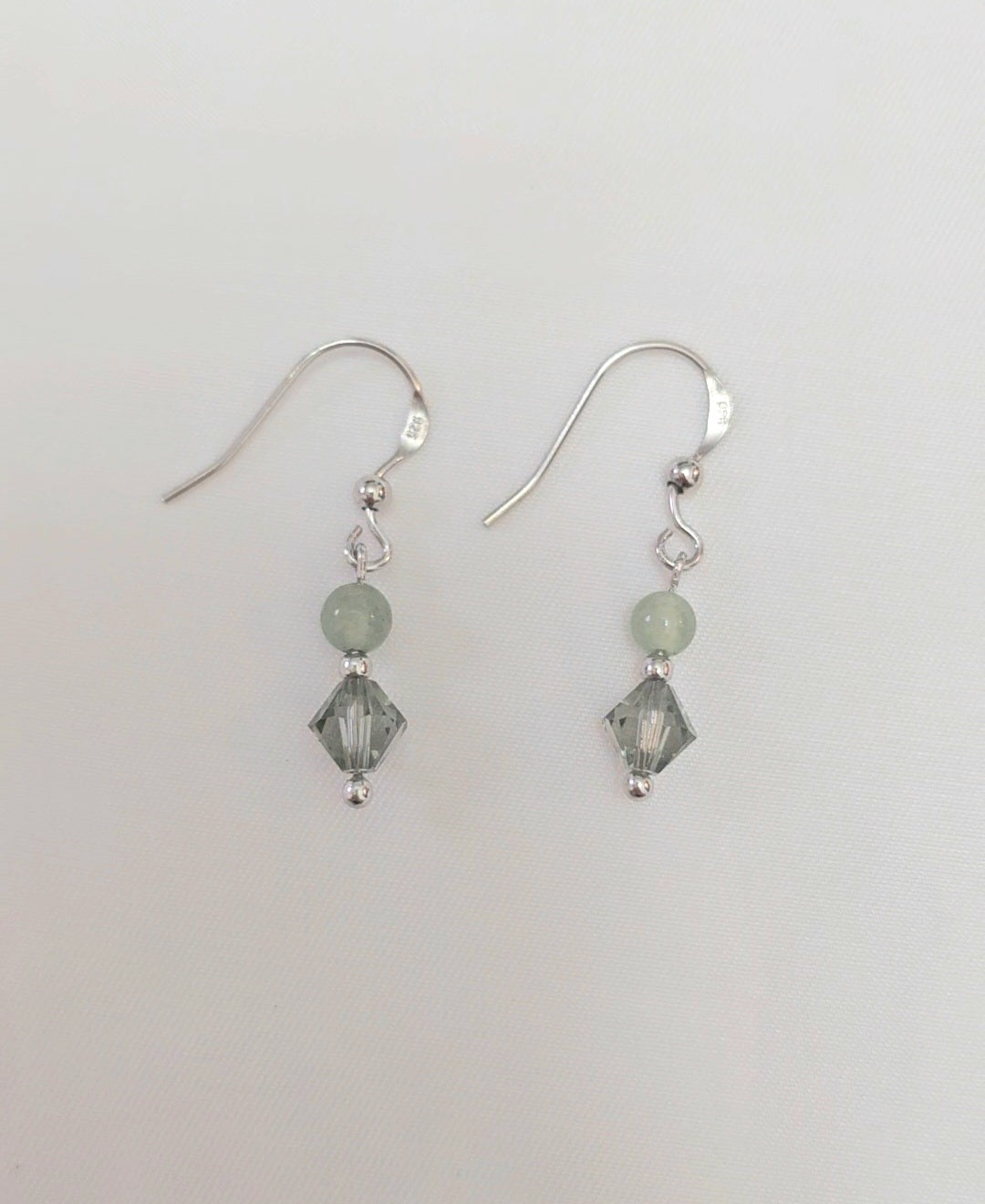 Yuan | 'Forest' Jadeite Drop Earrings in Shadow Green