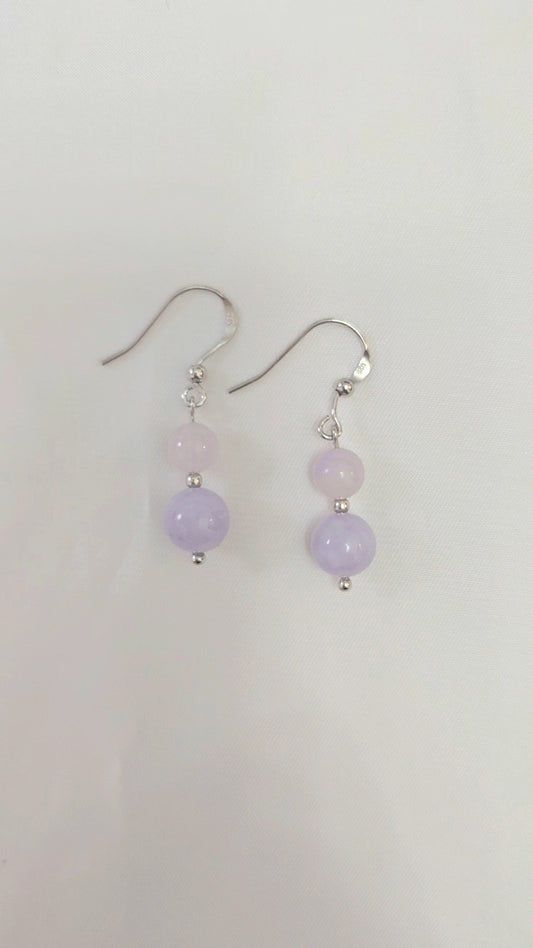 Yuan | 'Mei' Jadeite Drop Earrings in Dreamy Purple
