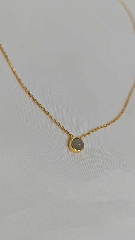 Galaxy | Dainty Moon Jadeite Pendant in Aqua Green (18K Gold Vermeil)