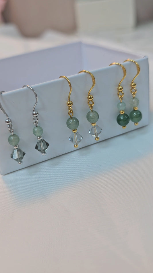 Yuan | 'Forest' Jadeite Drop Earrings in Forest Green