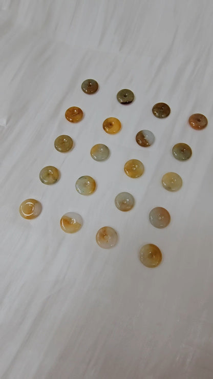 yellow and brown jadeite jade donut necklace ping an kou