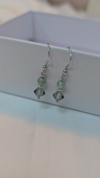 Yuan | 'Forest' Jadeite Drop Earrings in Shadow Green