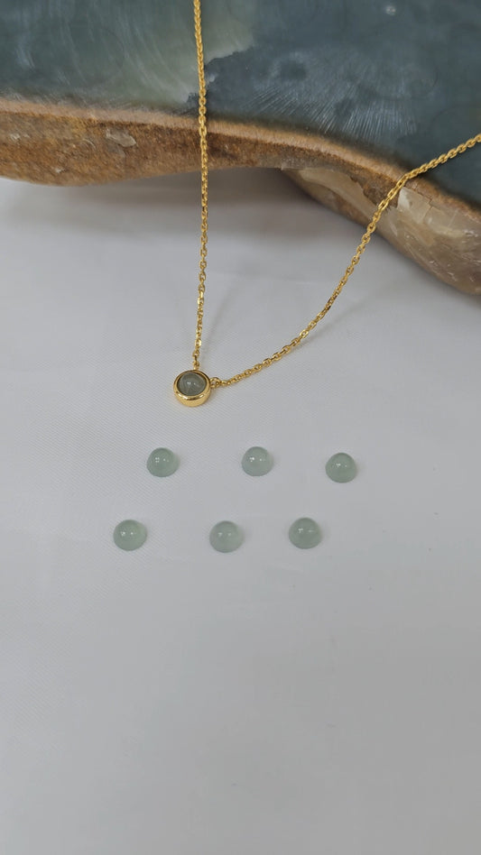 Galaxy | Dainty Moon Jadeite Pendant in Aqua Green (18K Gold Vermeil)