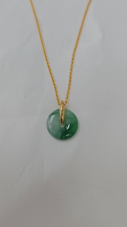 Guardian | Imperial Safekeeping 'Ping An' Jadeite Pendant in Deep Green (13mm, 18K Gold Vermeil/Solid Gold)