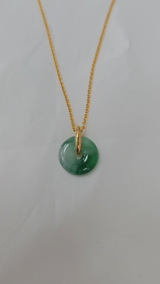 Guardian | Imperial Safekeeping 'Ping An' Jadeite Pendant in Deep Green (13mm, 18K Gold Vermeil/Solid Gold)