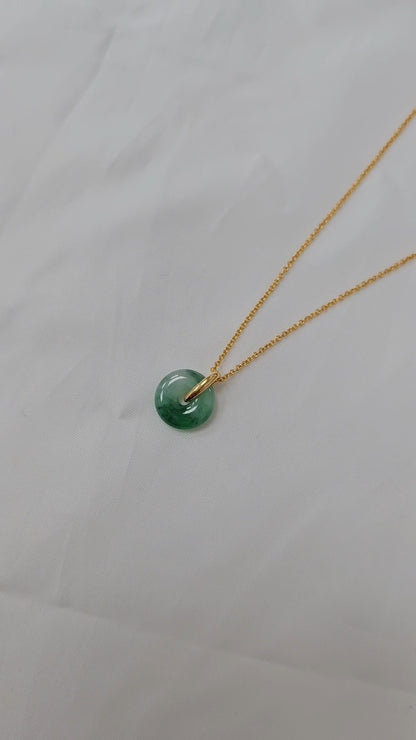 Guardian | Imperial Safekeeping 'Ping An' Jadeite Pendant in Deep Green (13mm, 18K Gold Vermeil/Solid Gold)