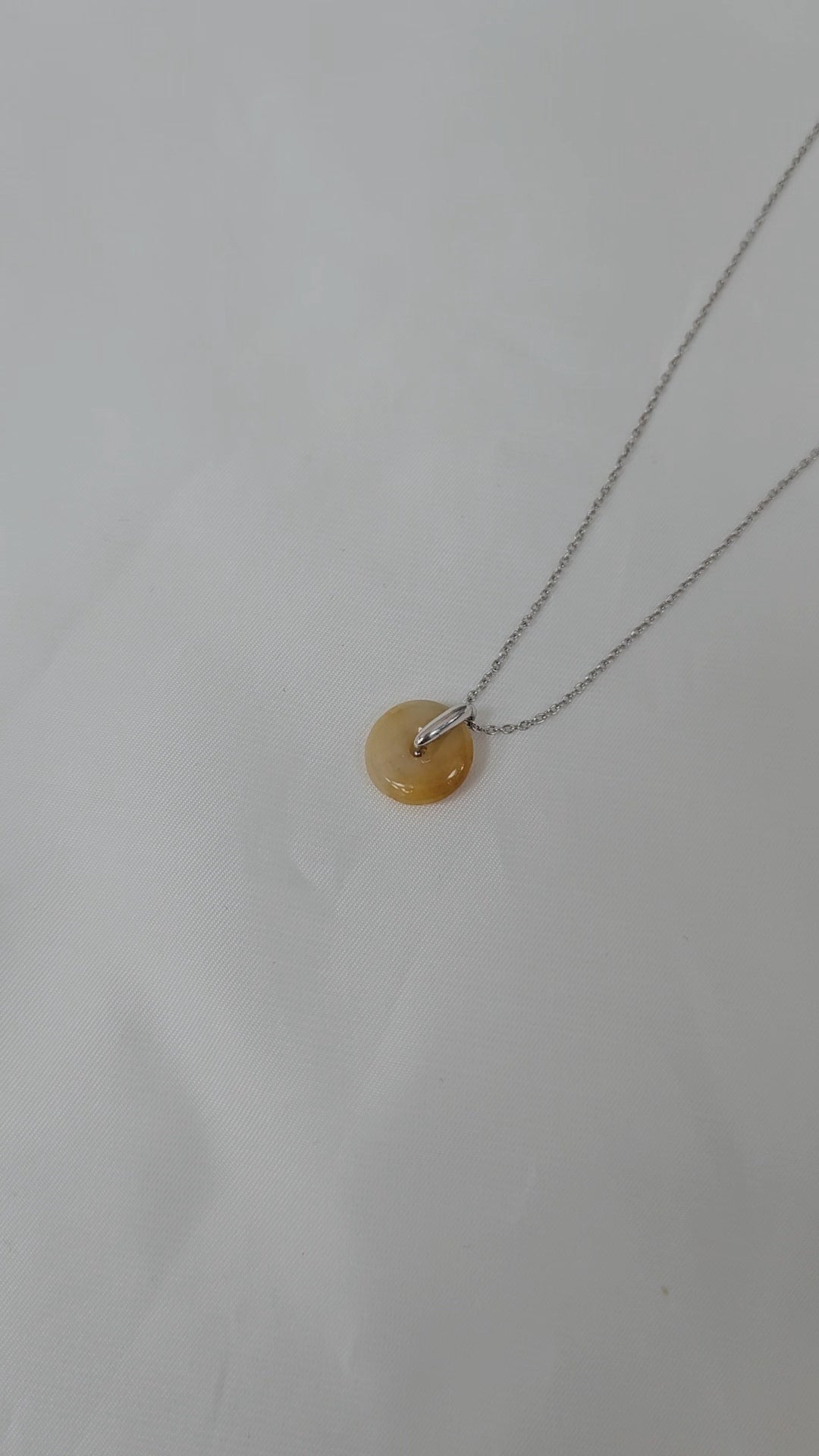 yellow and brown jadeite jade donut necklace ping an kou