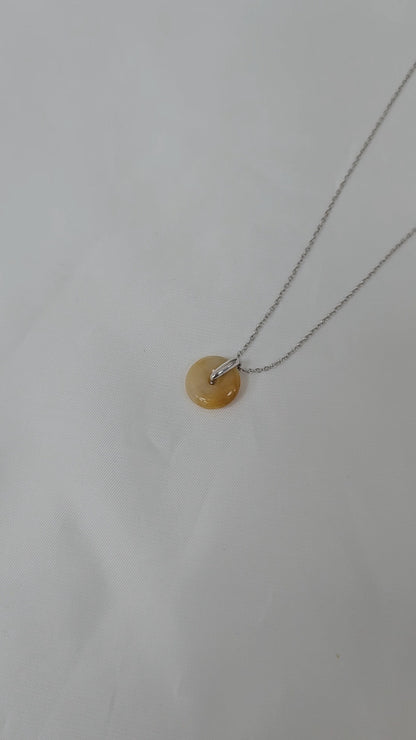 yellow and brown jadeite jade donut necklace ping an kou