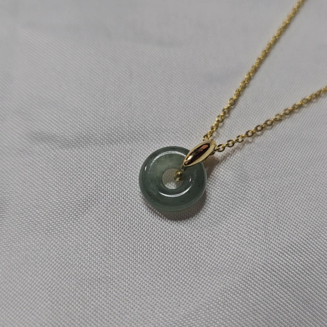 Guardian | Dainty Safekeeping 'Ping An' Jadeite Pendant in Aqua Green (10mm)