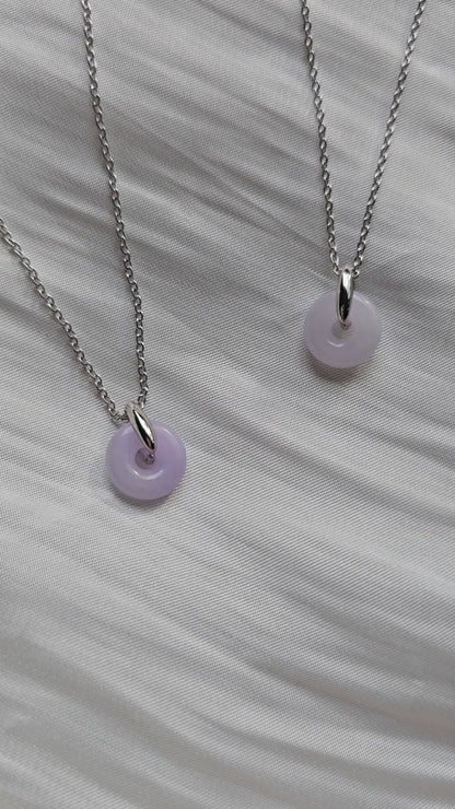 Guardian | Dainty Safekeeping 'Ping An' Jadeite Pendant in Light Lavender Purple (10mm)