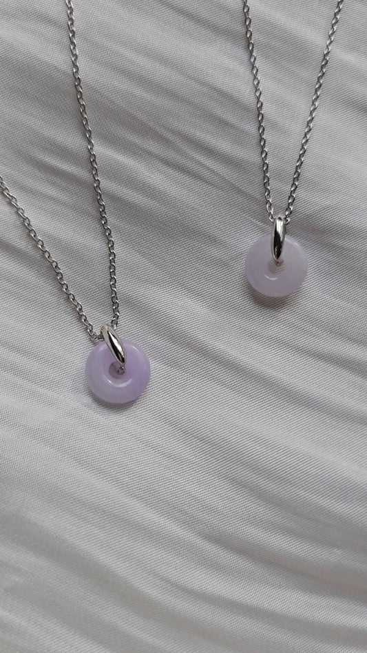 Guardian | Dainty Safekeeping 'Ping An' Jadeite Pendant in Light Lavender Purple (10mm)