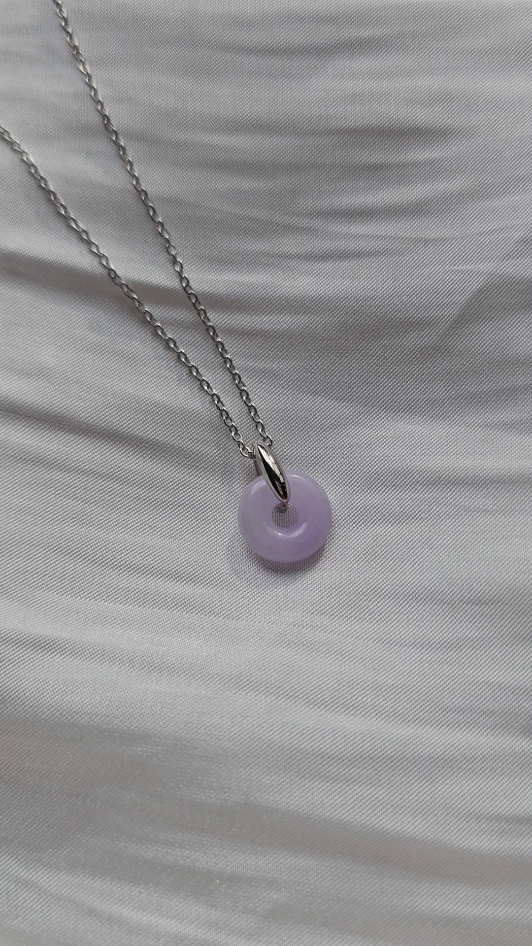 Guardian Dainty Safekeeping 'Ping An' Jadeite Pendant in Light