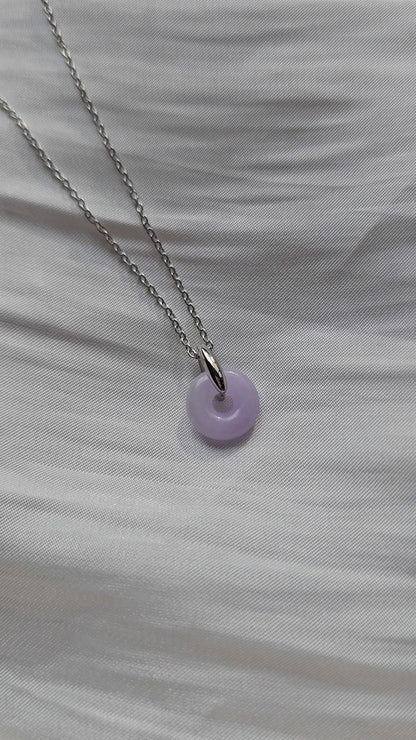Guardian | Dainty Safekeeping 'Ping An' Jadeite Pendant in Light Lavender Purple (10mm)