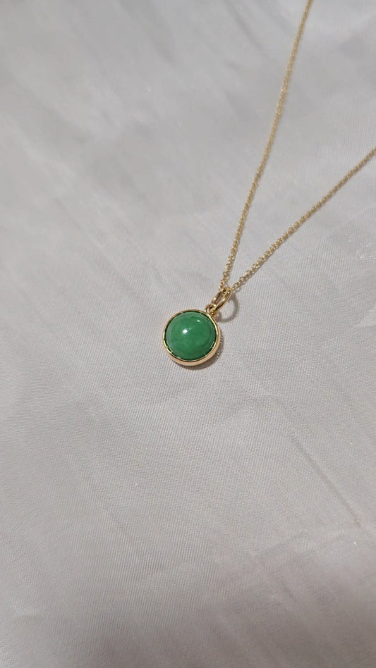 Galaxy | Moon Jadeite Pendant in Apple Green (18K Solid Gold)