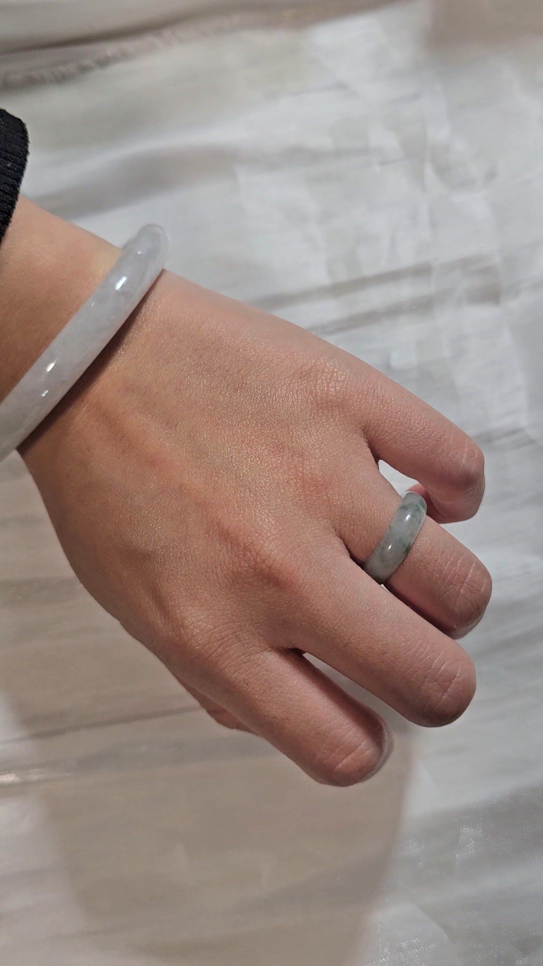 Yuan | Untreated Grade-A Jadeite Ring in Floral Green