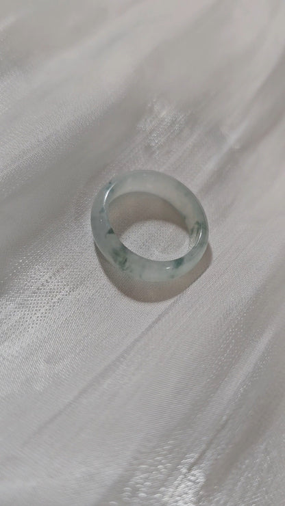 Yuan | Untreated Grade-A Jadeite Ring in Floral Green