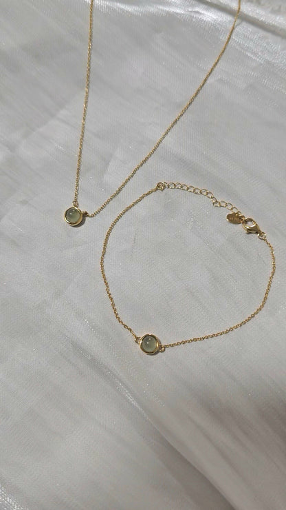 Galaxy | Dainty Moon Jadeite Bracelet in Aqua Green