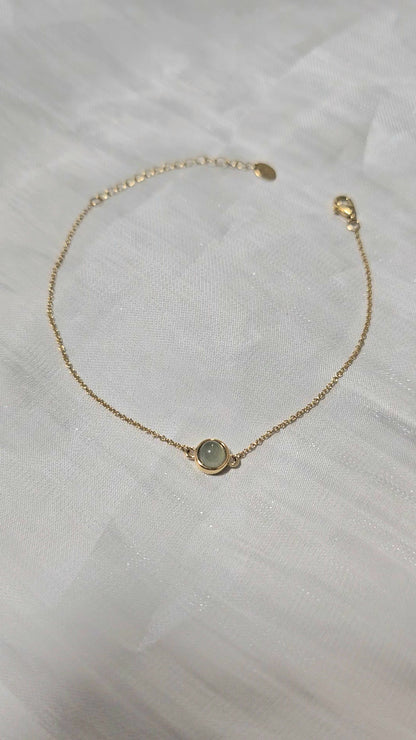 Galaxy | Dainty Moon Jadeite Bracelet in Aqua Green