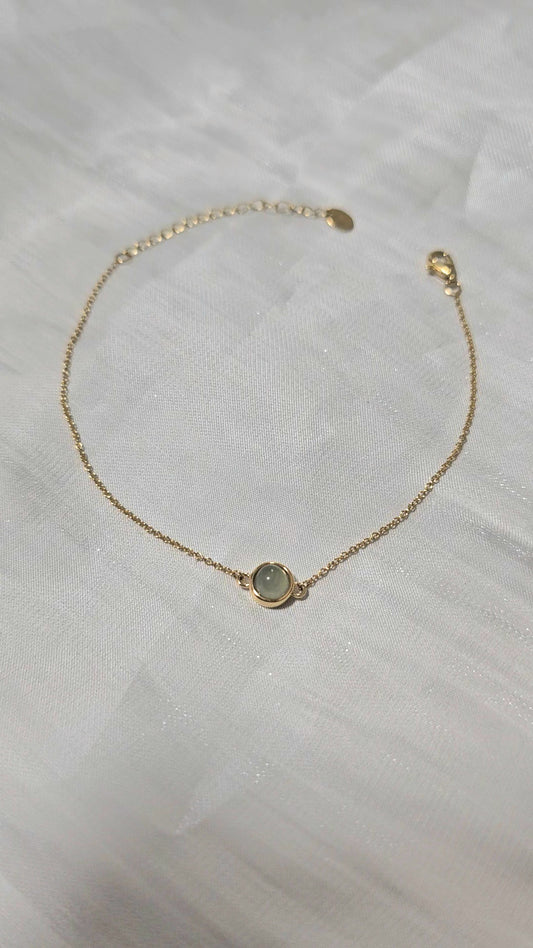 Galaxy | Dainty Moon Jadeite Bracelet in Aqua Green