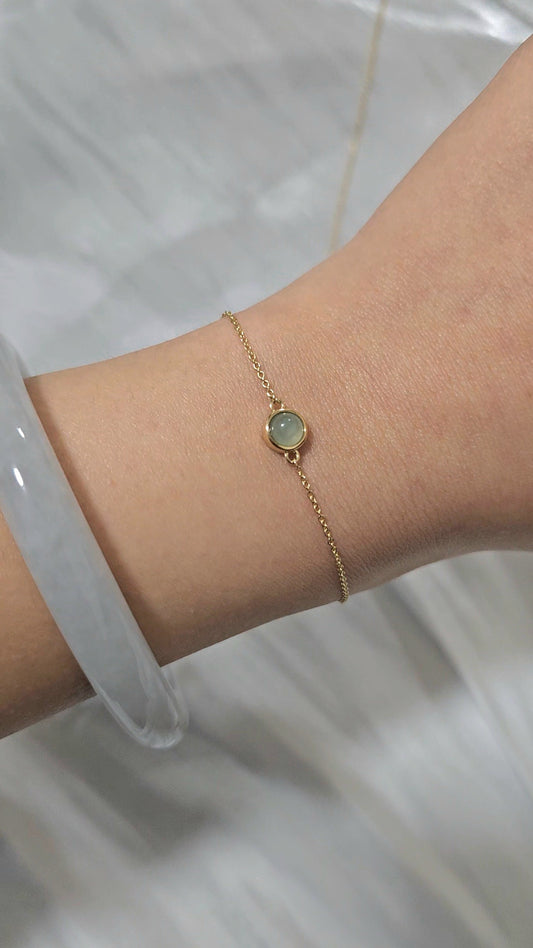 Galaxy | Dainty Moon Jadeite Bracelet in Aqua Green