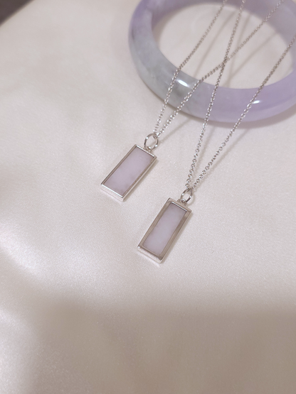 minimalistic modern simple wushi jadeite jade sterling silver palladium necklace lavender purple 無事牌