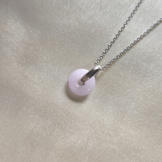 Guardian | Dainty Safekeeping 'Ping An' Jadeite Pendant in Light Lavender Purple (10mm)