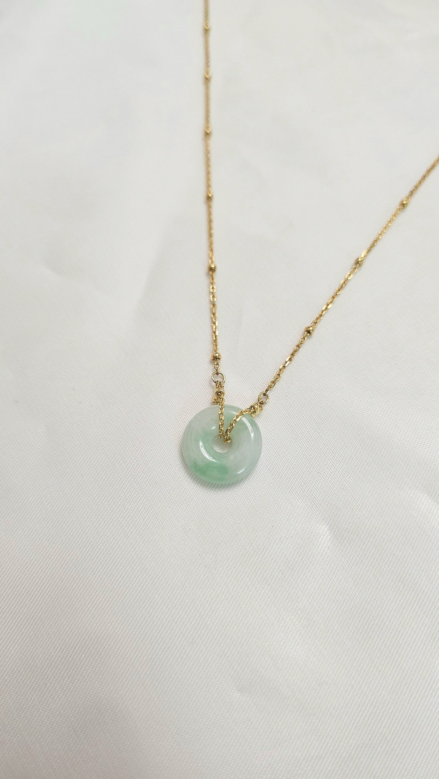 Guardian | Liàn Safekeeping 'Ping An' Jadeite Pendant in Pastel Green (13mm)
