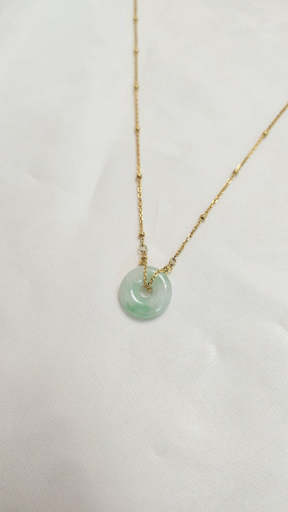 Guardian | Liàn Safekeeping 'Ping An' Jadeite Pendant in Pastel Green (13mm)