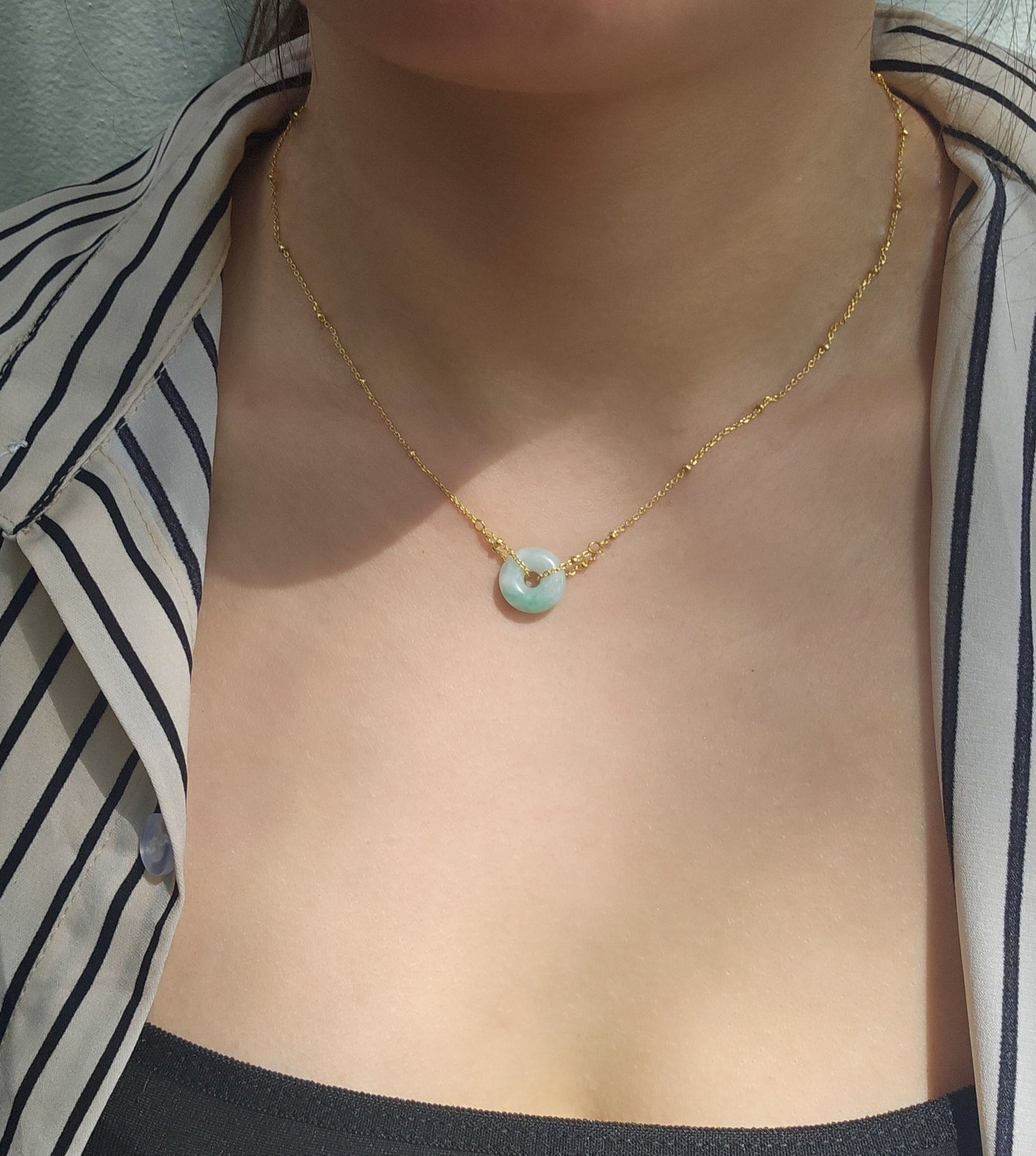 Guardian | Liàn Safekeeping 'Ping An' Jadeite Pendant in Pastel Green (13mm)