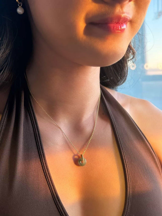 Guardian | Dainty Safekeeping 'Ping An' Jadeite Pendant in Aqua Green (10mm)