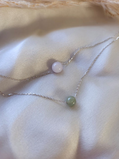 Yuan | Minimalist Floating Jade Necklace in Light Lavender Purple