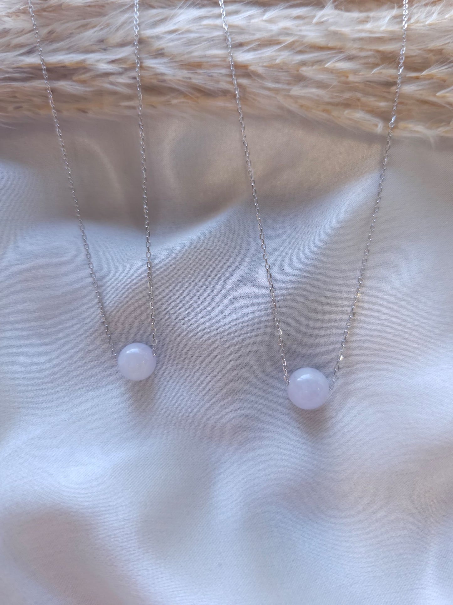 Yuan | Minimalist Floating Jade Necklace in Light Lavender Purple