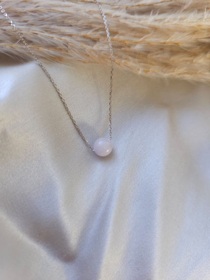 Yuan | Minimalist Floating Jade Necklace in Light Lavender Purple