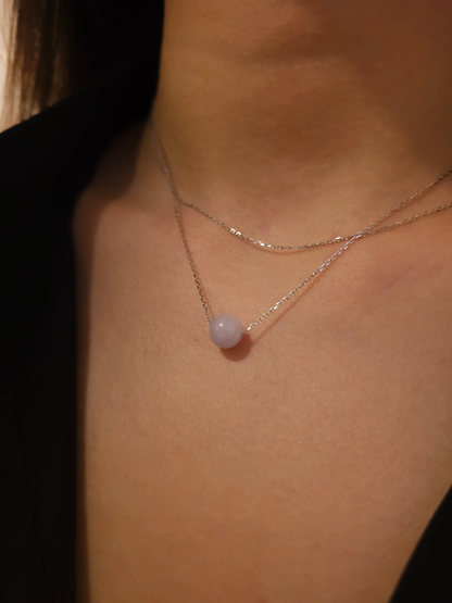 Yuan | Minimalist Floating Jade Necklace in Light Lavender Purple