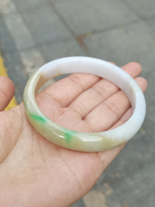 GUARDIAN | JAYDE Natural Grade-A Jadeite Bangle in Trio Colours (Green, White & Yellow) (64.1mm Half Round)