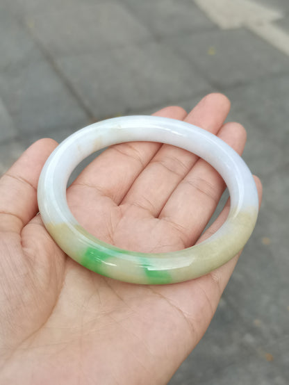 GUARDIAN | JAYDE Natural Grade-A Jadeite Bangle in Trio Colours (Green, White & Yellow) (60mm Round)