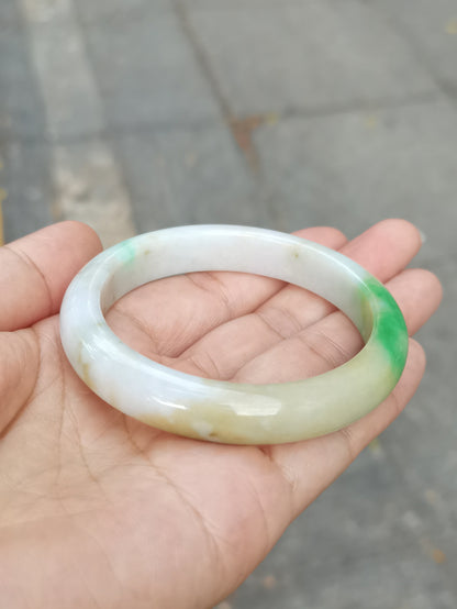 GUARDIAN | JAYDE Natural Grade-A Jadeite Bangle in Trio Colours (Green, White & Yellow) (54.1mm Half Round)
