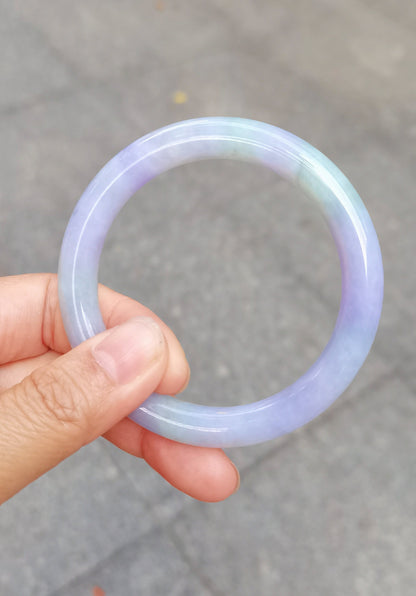 GUARDIAN | JAYDE Natural Grade-A Jadeite Bangle in Pastel Lavender Purple and Pastel Green (55mm Round)